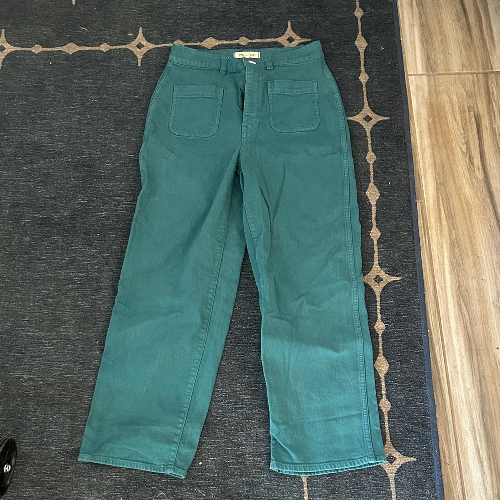 Madewell Teal Emmett Wide Leg Crop